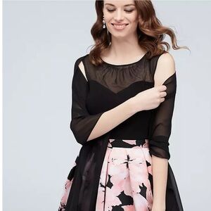 David’s Bridal Black Shawl Wrap Sheer lightweight Stole Scarf approximate